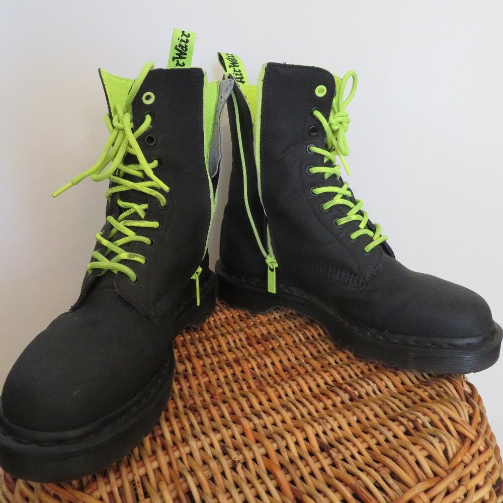 Dr  Doc Martens | Size 10 | Mens 1490 Alt Black Neon Tall Combat Boots Shoes